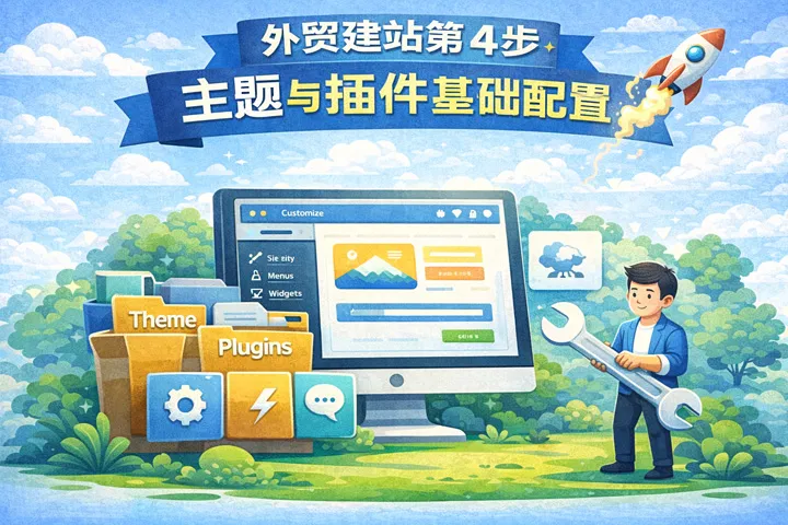 WordPress主题与插件基础配置界面示意图