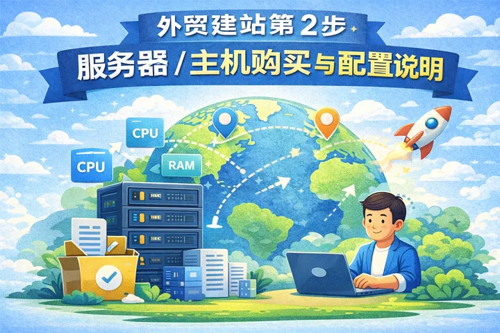 外贸网站服务器购买与配置示意图